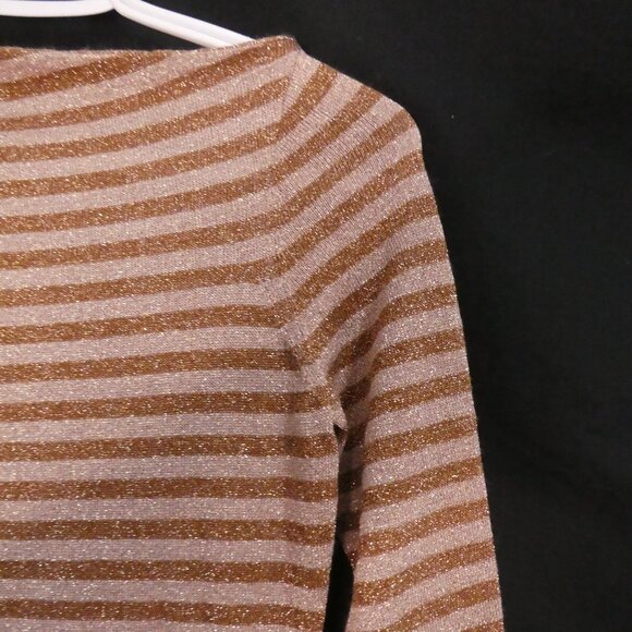 JESSICA | small | Chic Sparkling Beige and Gold Striped Top - Picture 5 of 16
